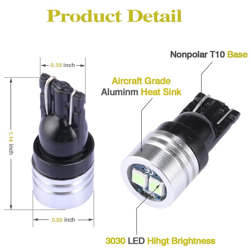 iBrightstar Extremely Bright 3030 Chipsets 168 175 194 2825 W5W T10 Wedge LED Bulbs for License Plate Interior Map Dome Trunk Lights, Ice Blue - Image 2